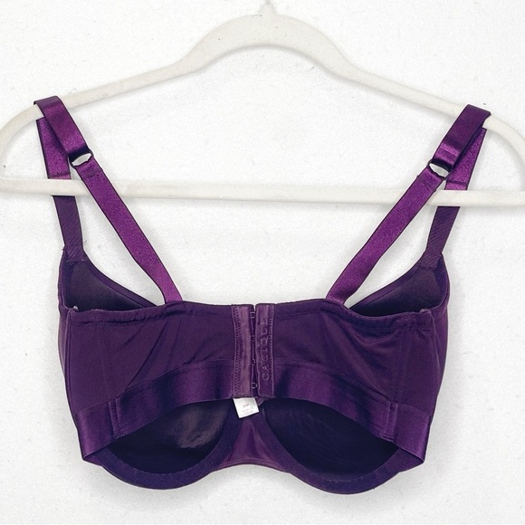 Cacique Lightly Lined Purple Balconette Wired Bra 34F Bow Detail Convertible - Picture 2 of 9